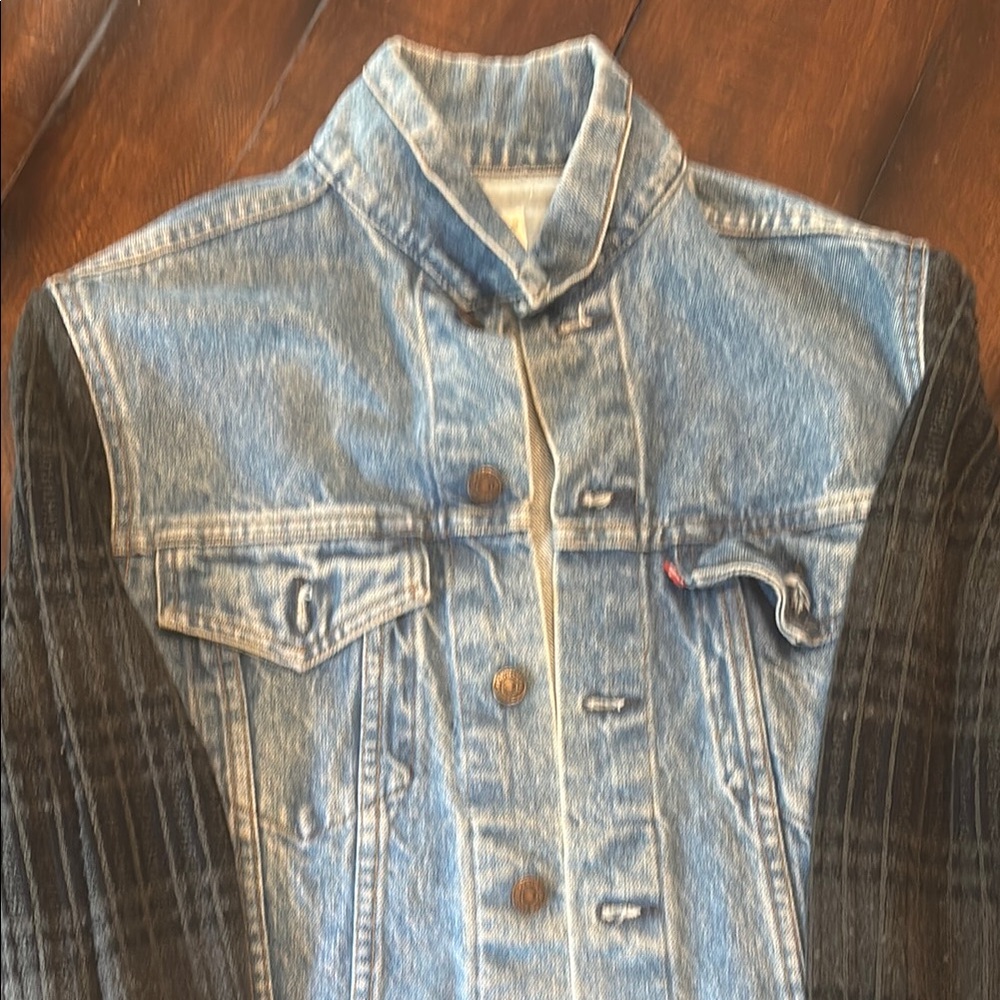 Urban Renewal Blue and Black Jean Jackets with Authentic Denim Texture